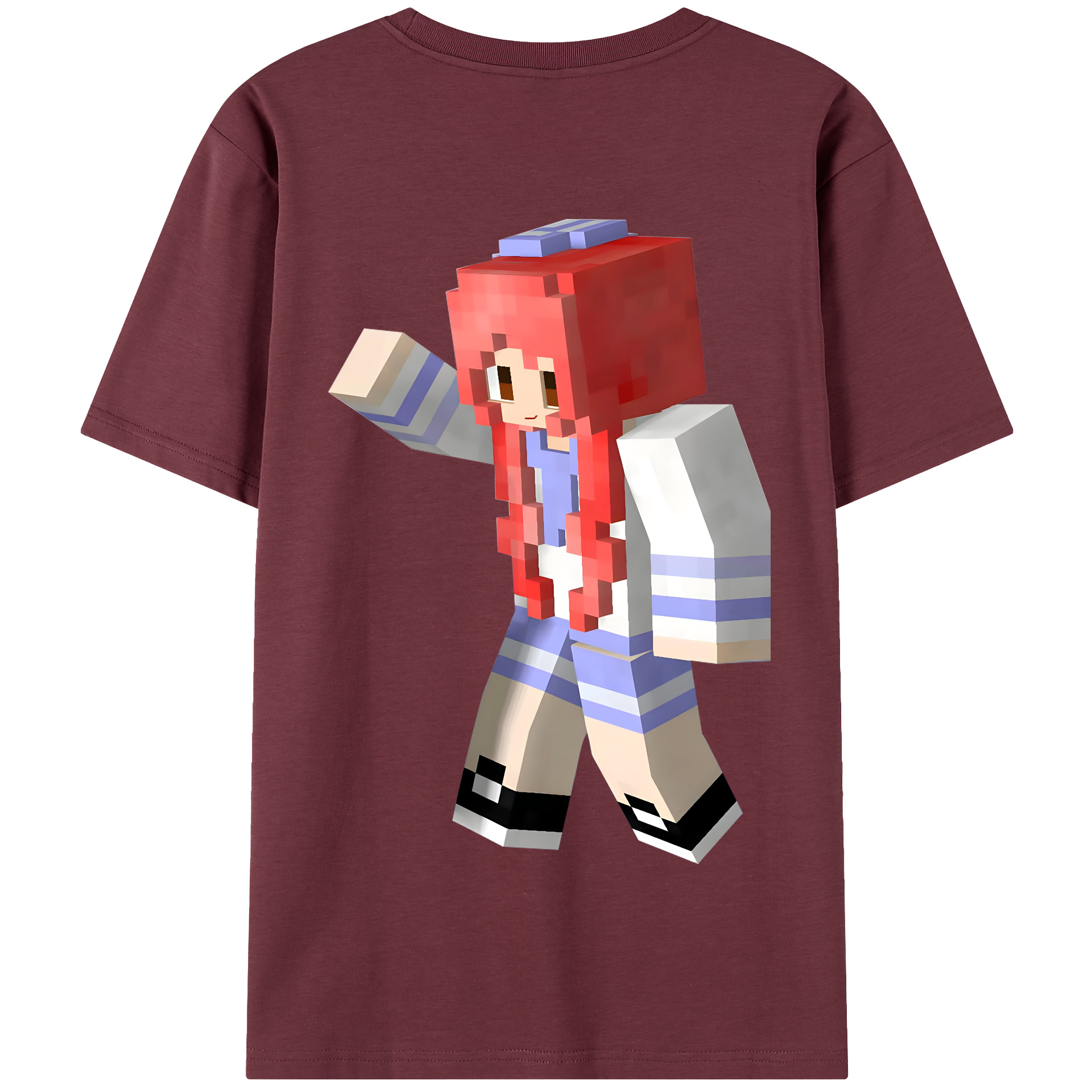 （画像用） マインクラフト ブロックの世界 Minecraft MC Block world 綿100％半袖Tシャツ（背面プリント）